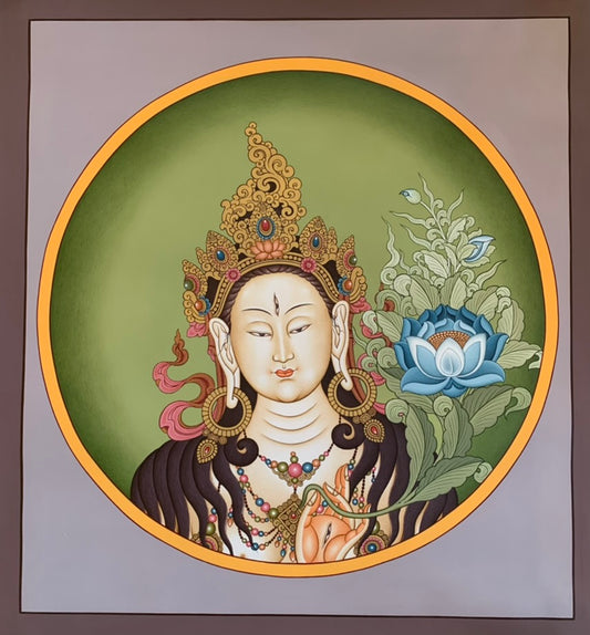 White Tara Portrait Unbrocaded Thangka