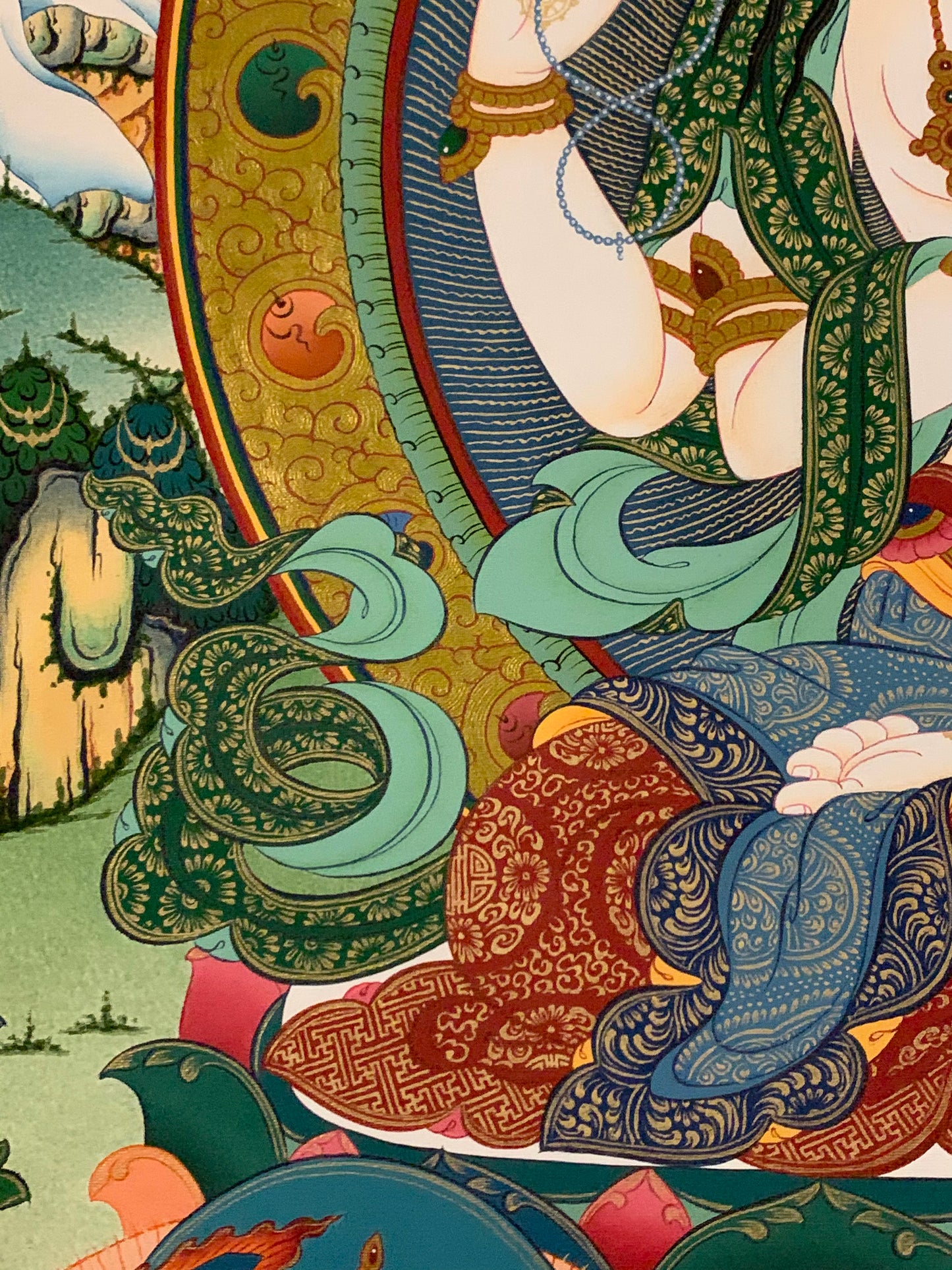 Chenrezig Dragon Brocade Thangka