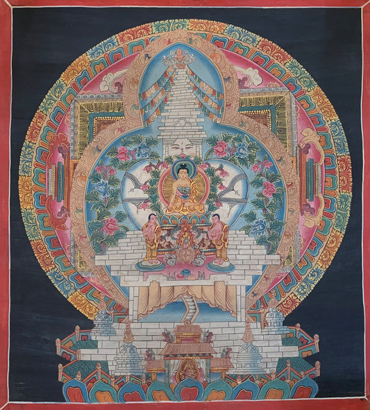 Buddha Stupa Mandala Unbrocaded Thangka