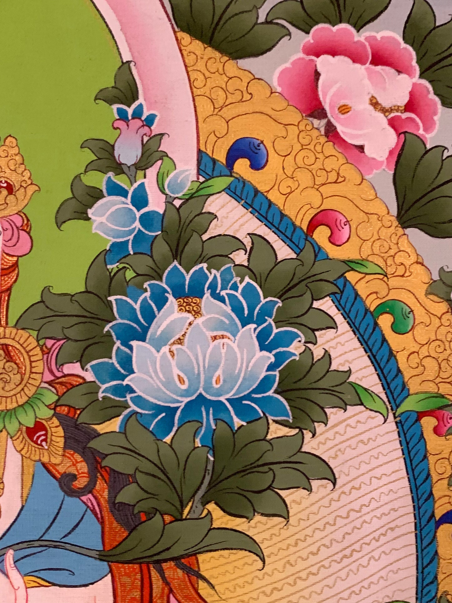 White Tara Long Life Floral Thangka