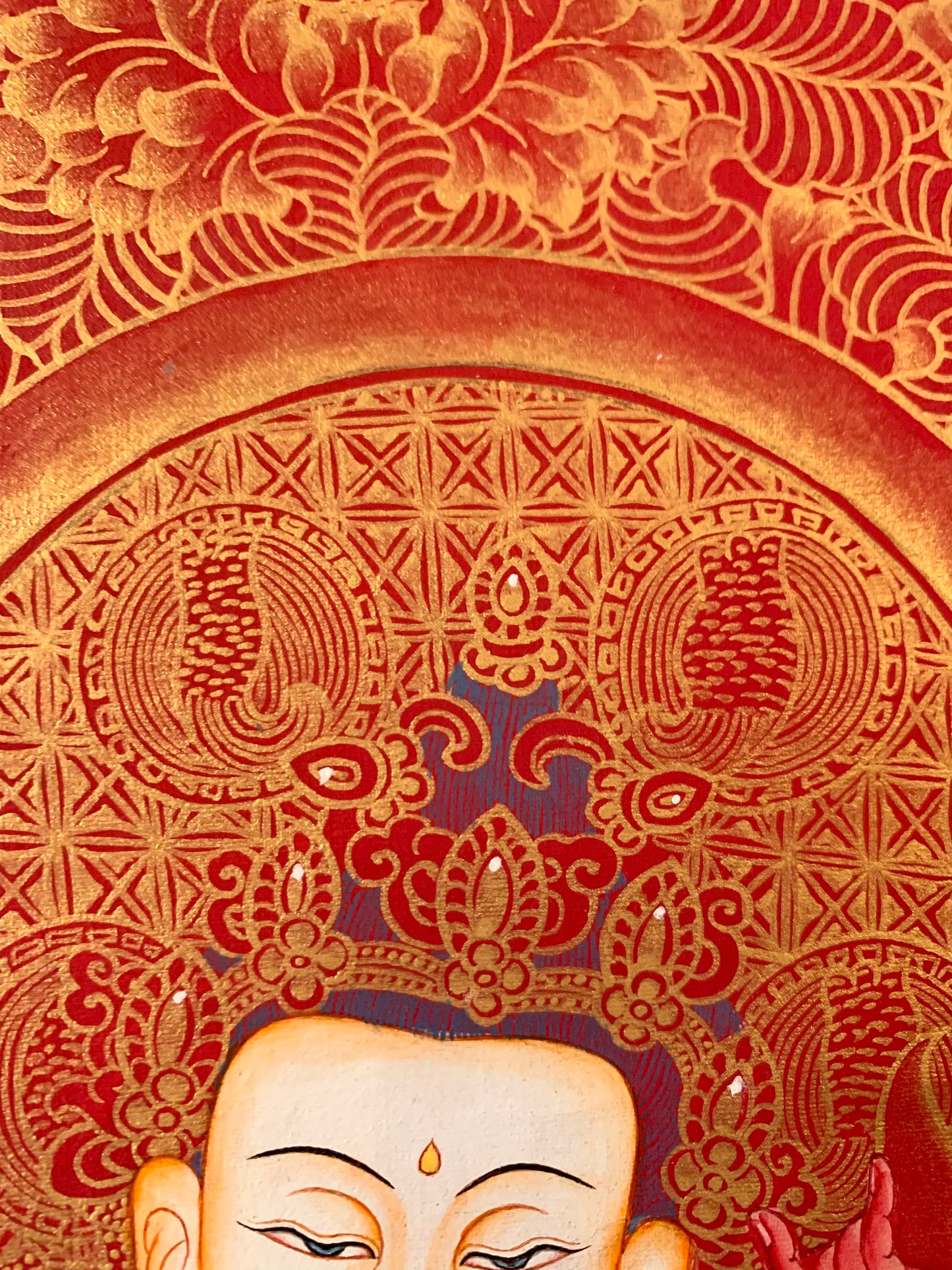 Vajrasattva With Consort Red Gold Brocade Thangka