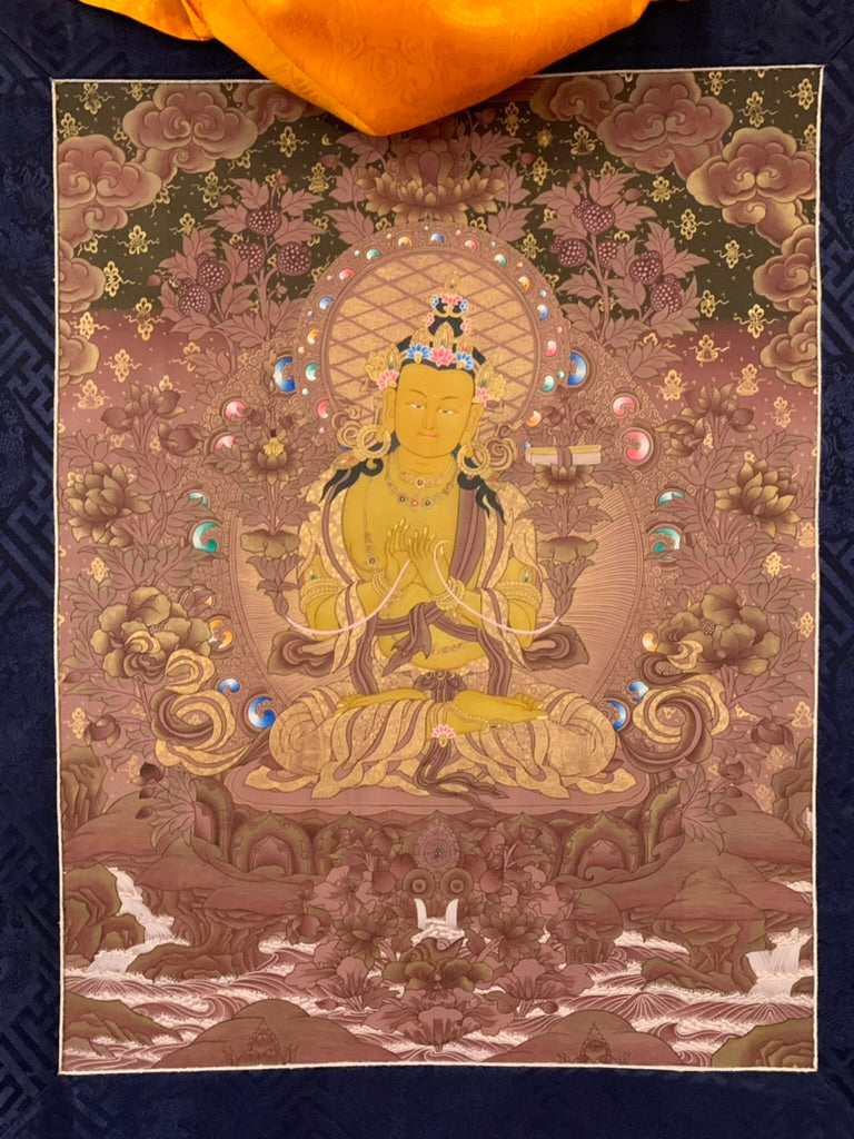 Manjushri Gold Tone Thangka