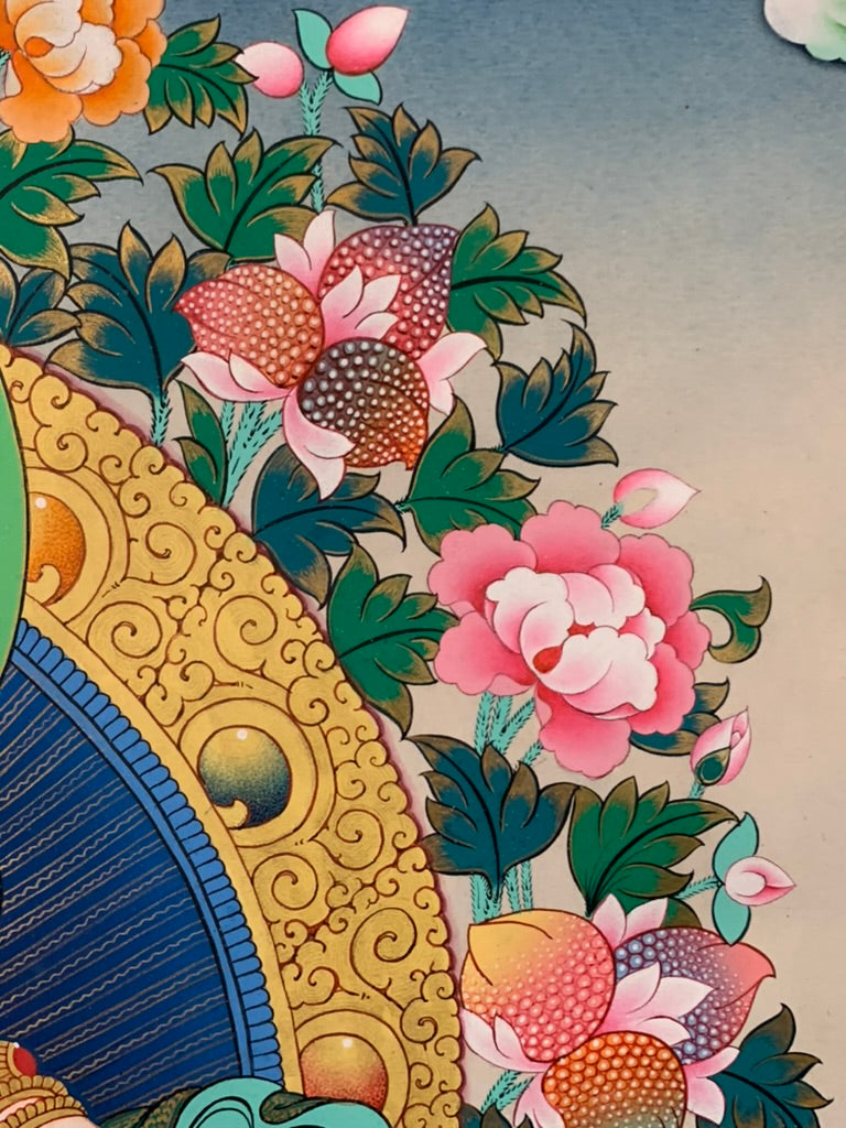 Vajrasattva Floral Thangka