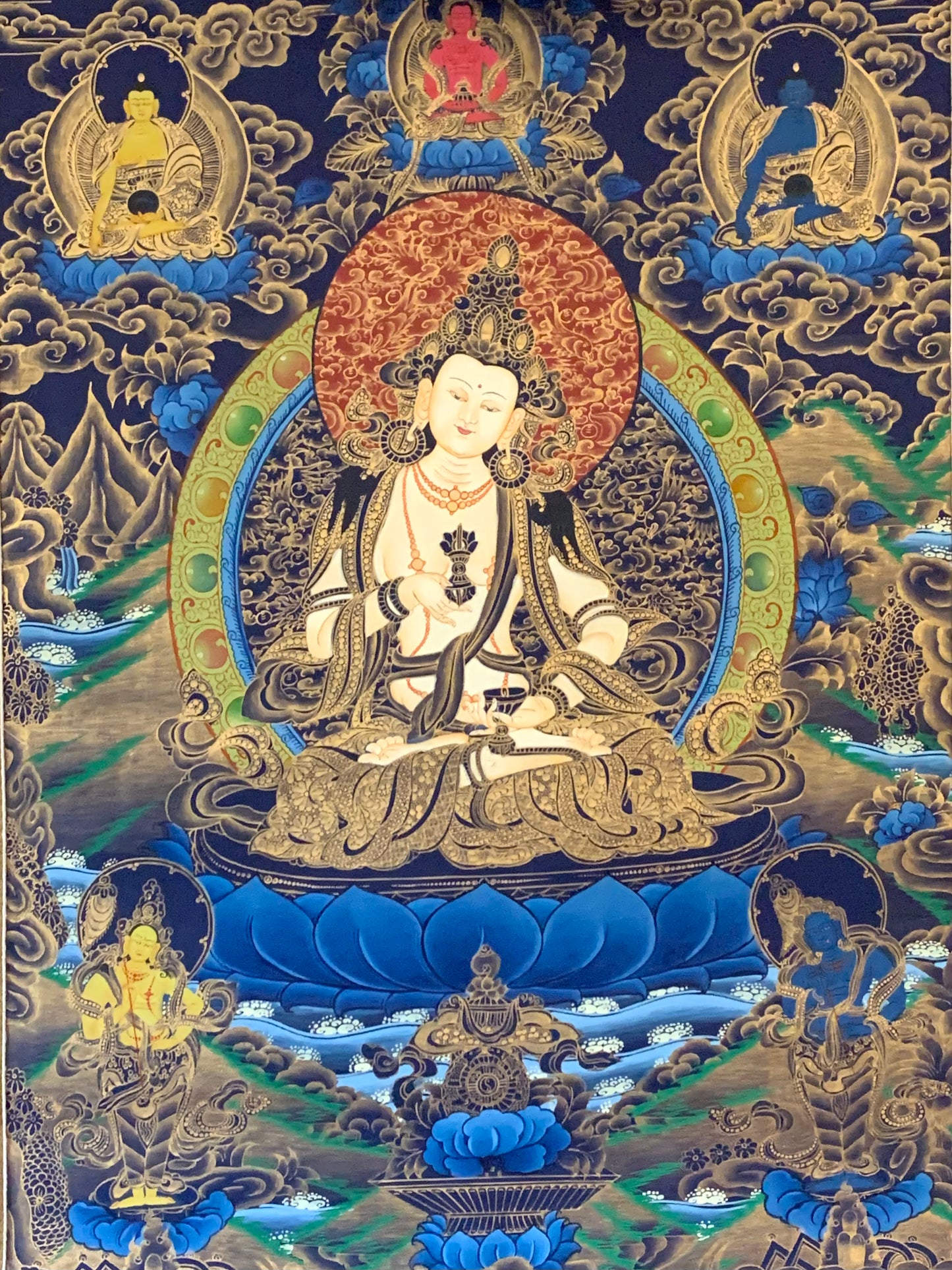 Vajrasattva Black Gold Thangka