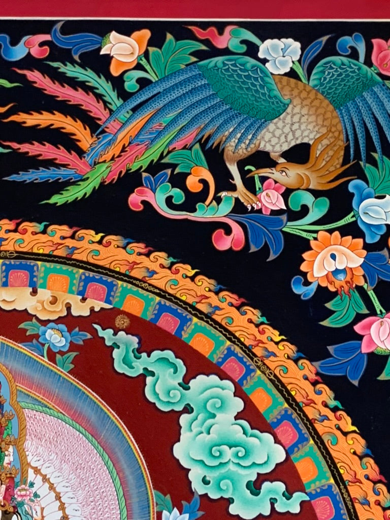 Avalokiteshvara Bird Mandala Unbrocaded Thangka