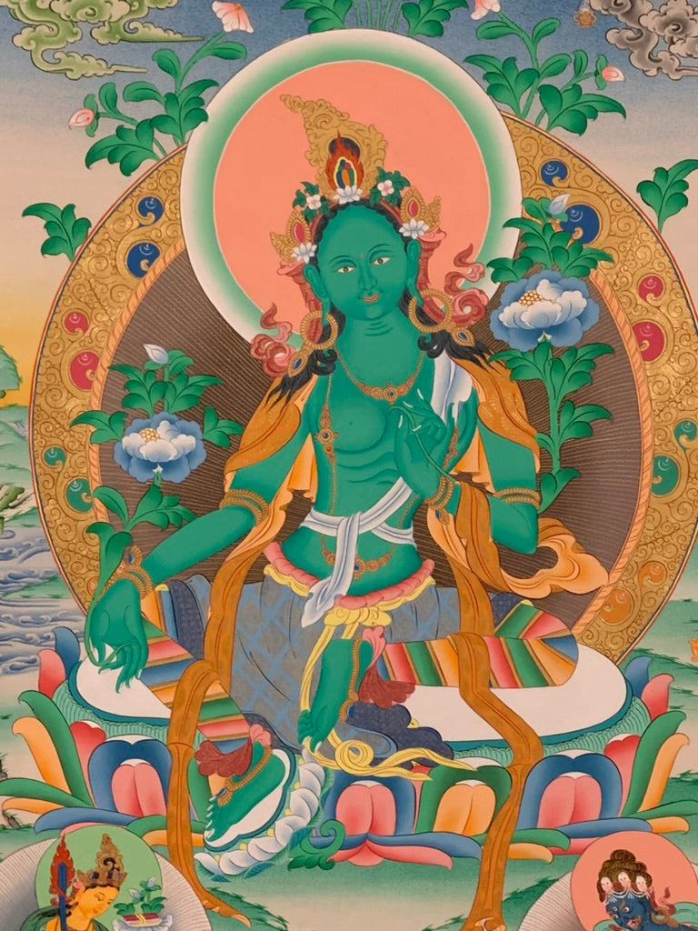 Green Tara Green Brocade Thangka