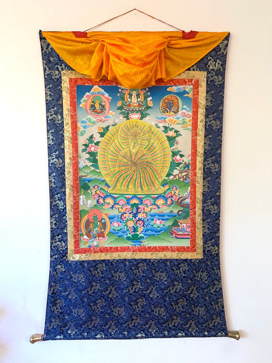 Rainbow Body Guru Rinpoche  Dragon Brocade Thangka