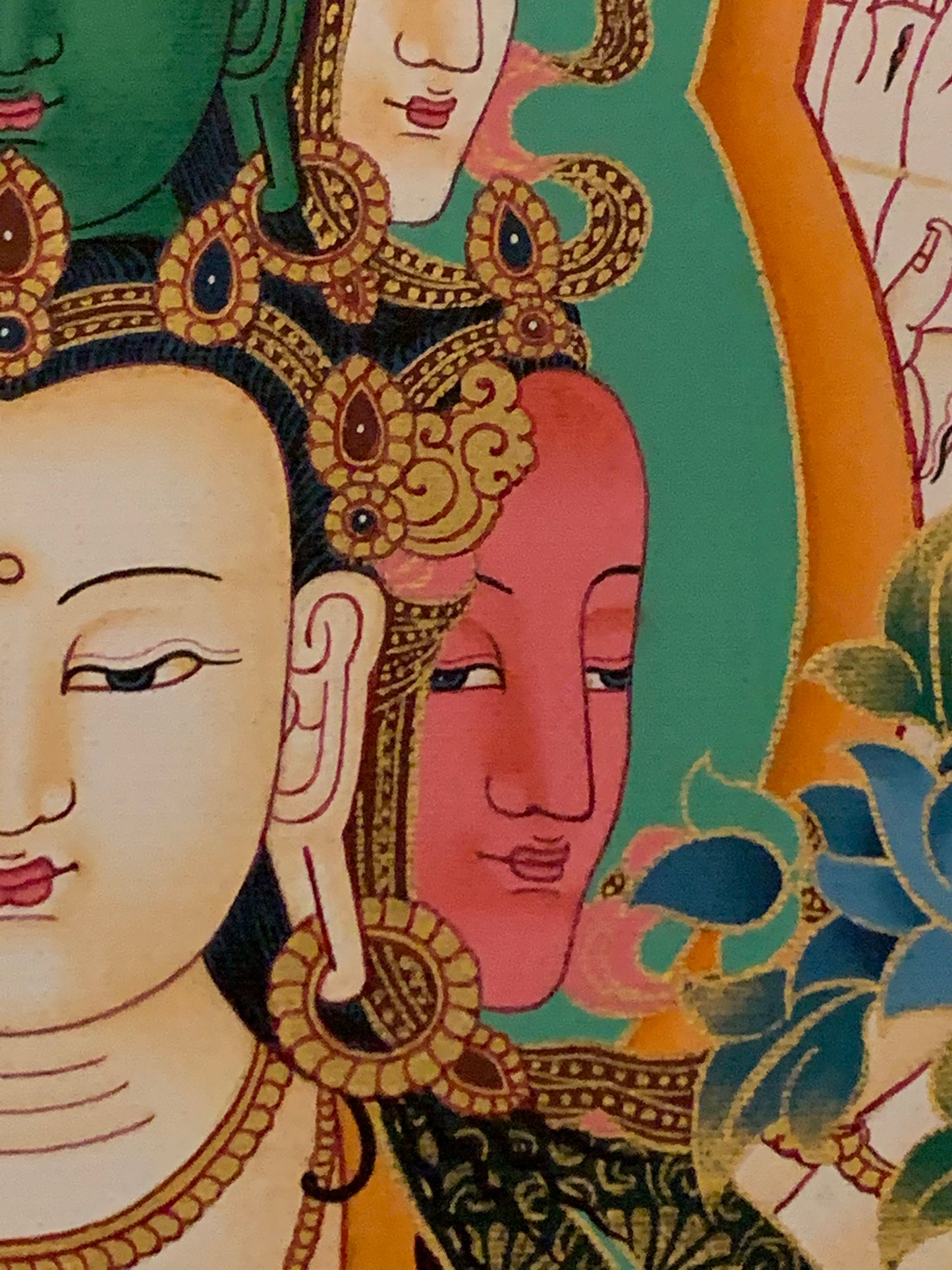 Thousand Armed Avalokiteshvara Five Dhyani Buddha Thangka