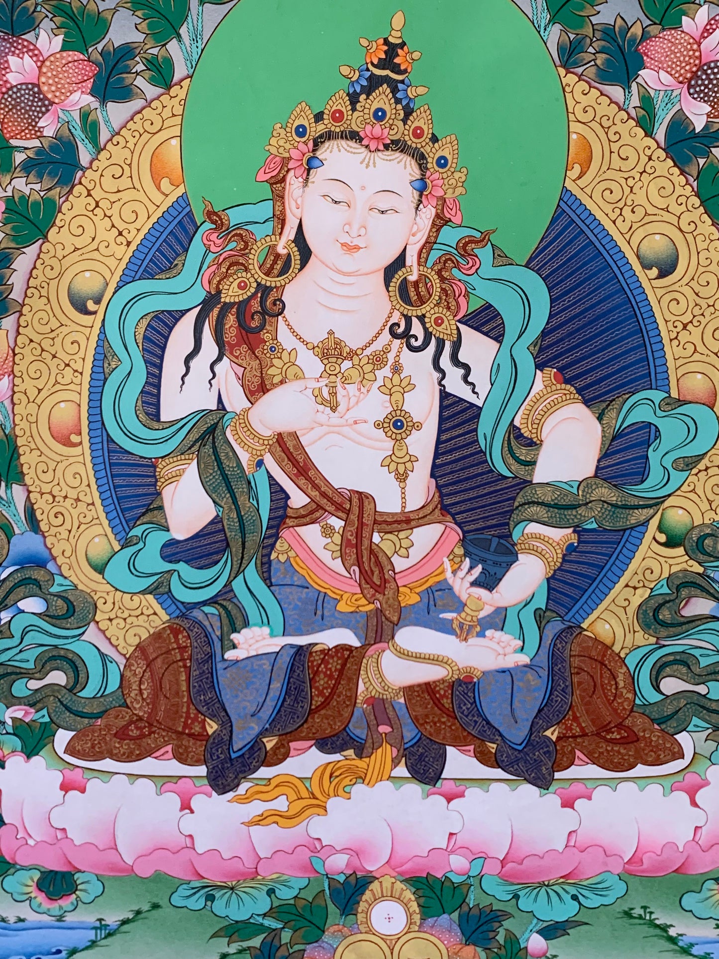 Vajrasattva Floral Thangka