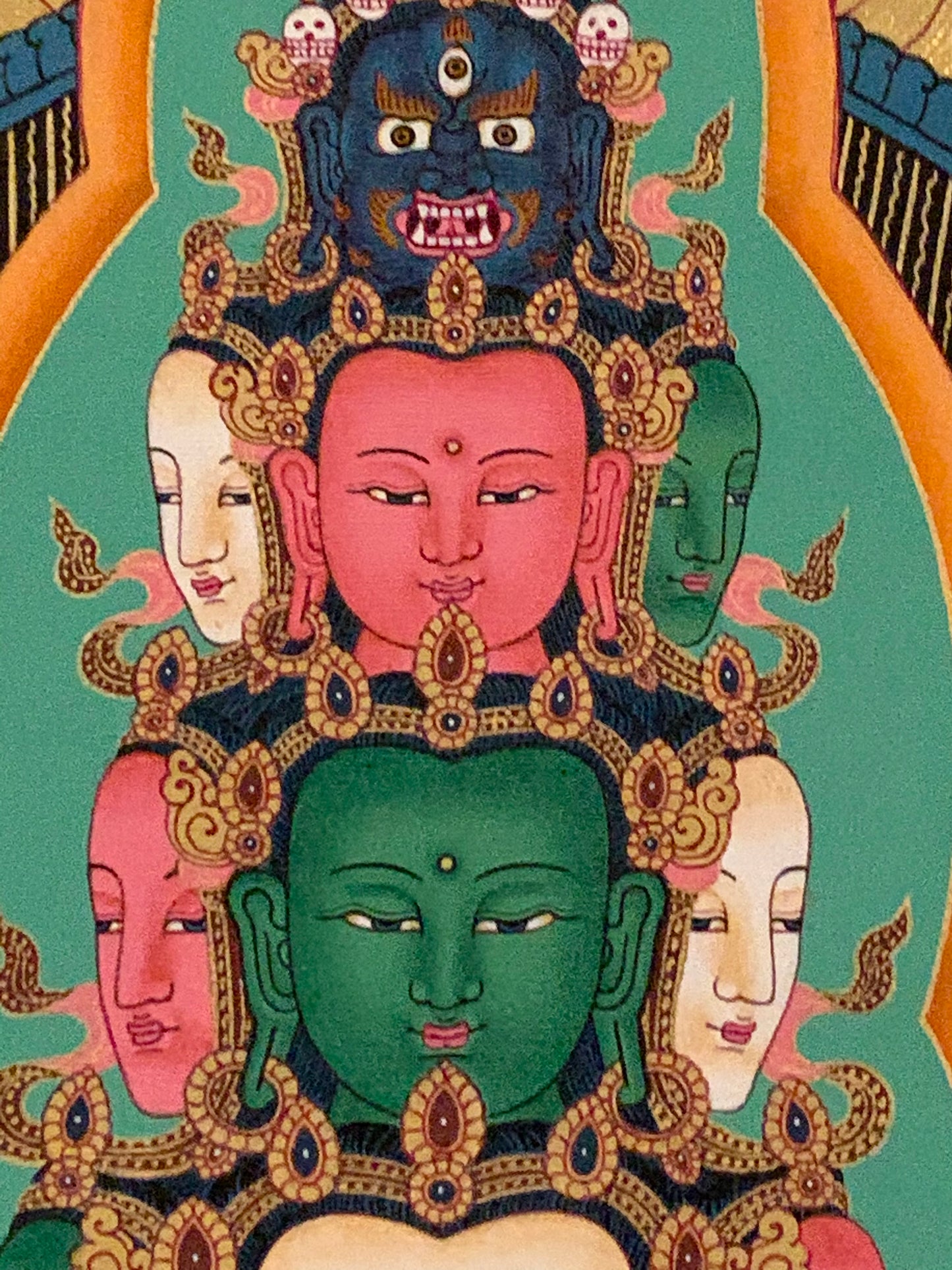 Thousand Armed Avalokiteshvara Five Dhyani Buddha Thangka