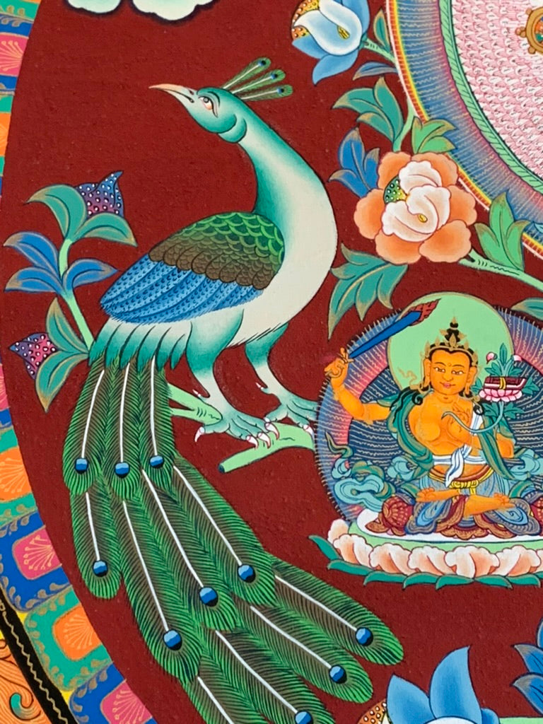 Avalokiteshvara Bird Mandala Unbrocaded Thangka