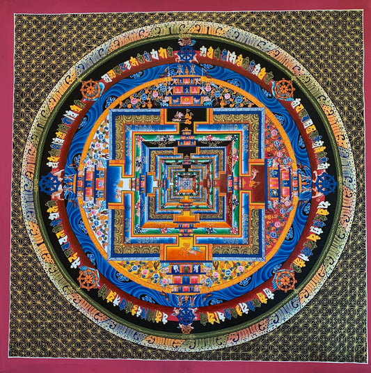 Kalachakra Mandala Geometric Background Unbrocaded Thangka