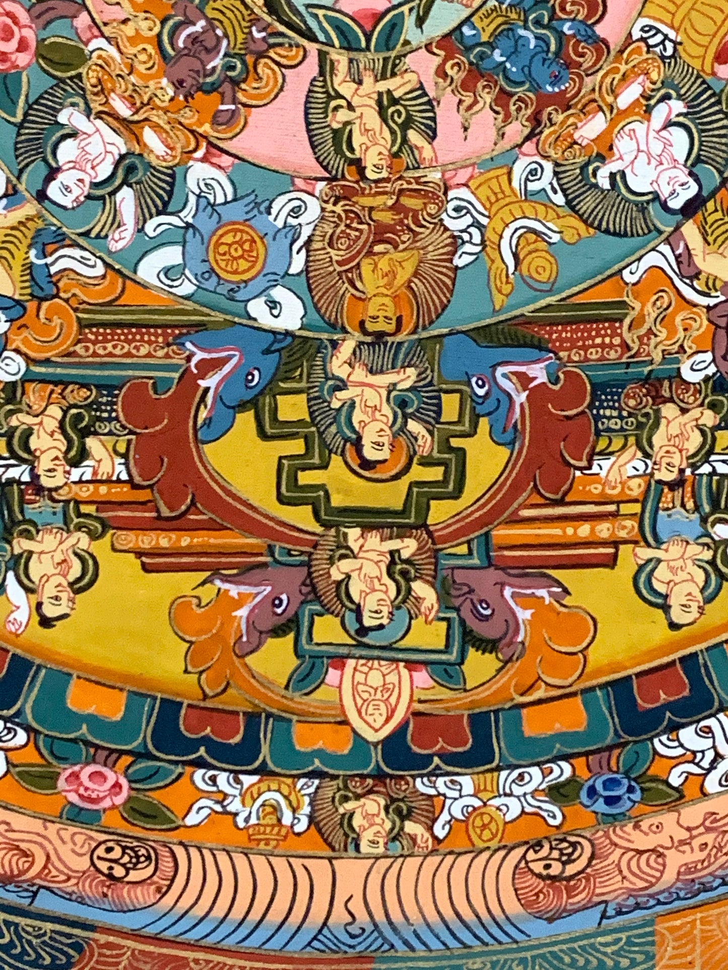 Five Mandala Dark Brocade Thangka