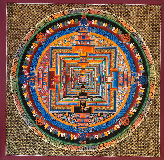 Kalachakra Mandala Geometric Background Unbrocaded Thangka