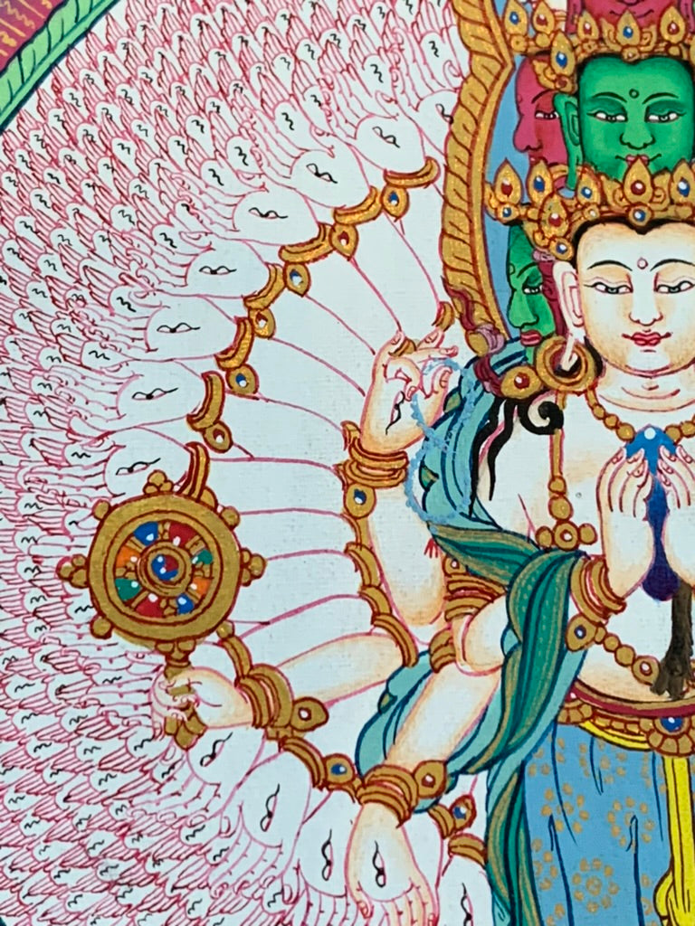 Avalokiteshvara Bird Mandala Unbrocaded Thangka