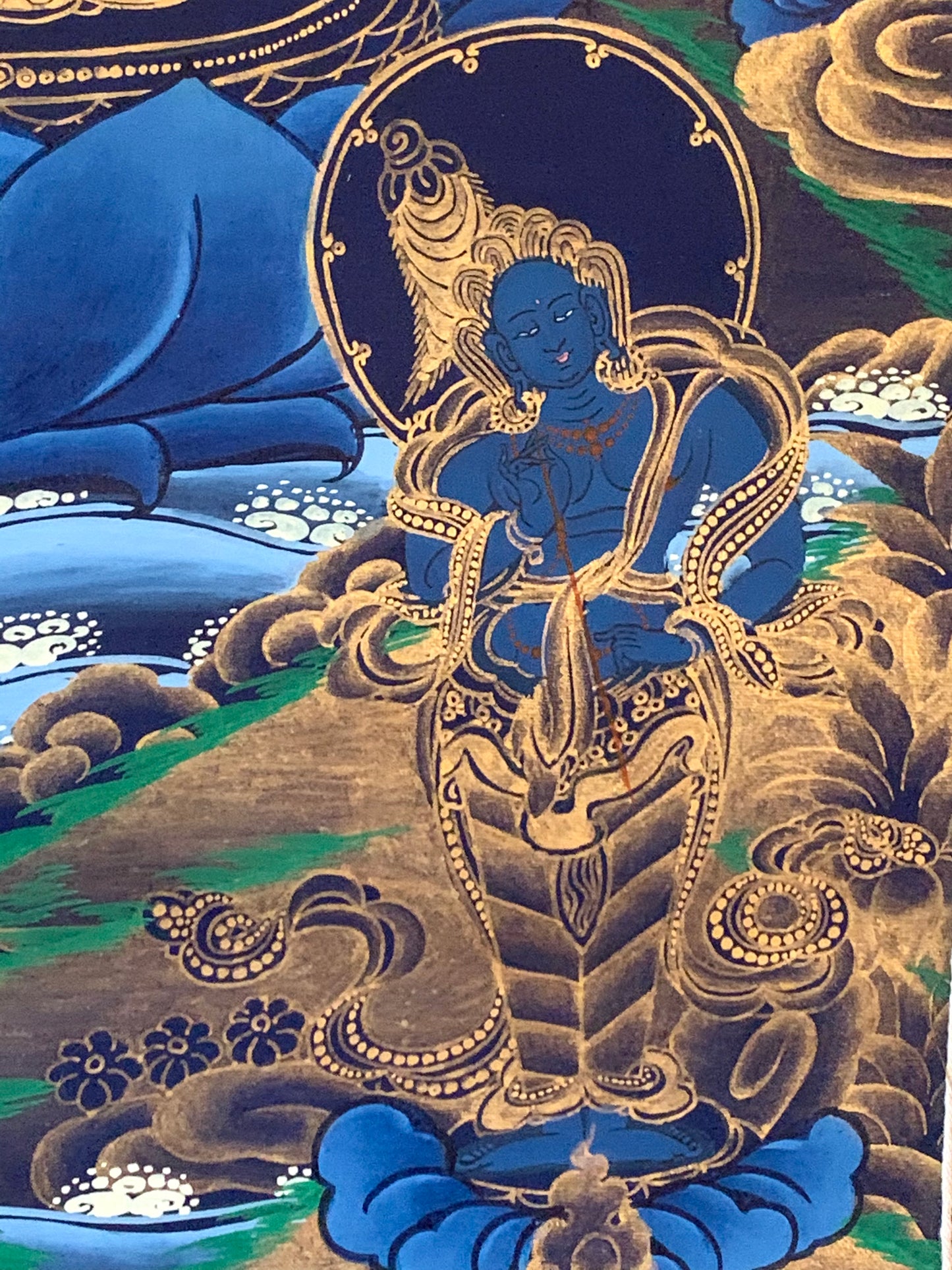 Vajrasattva Black Gold Thangka