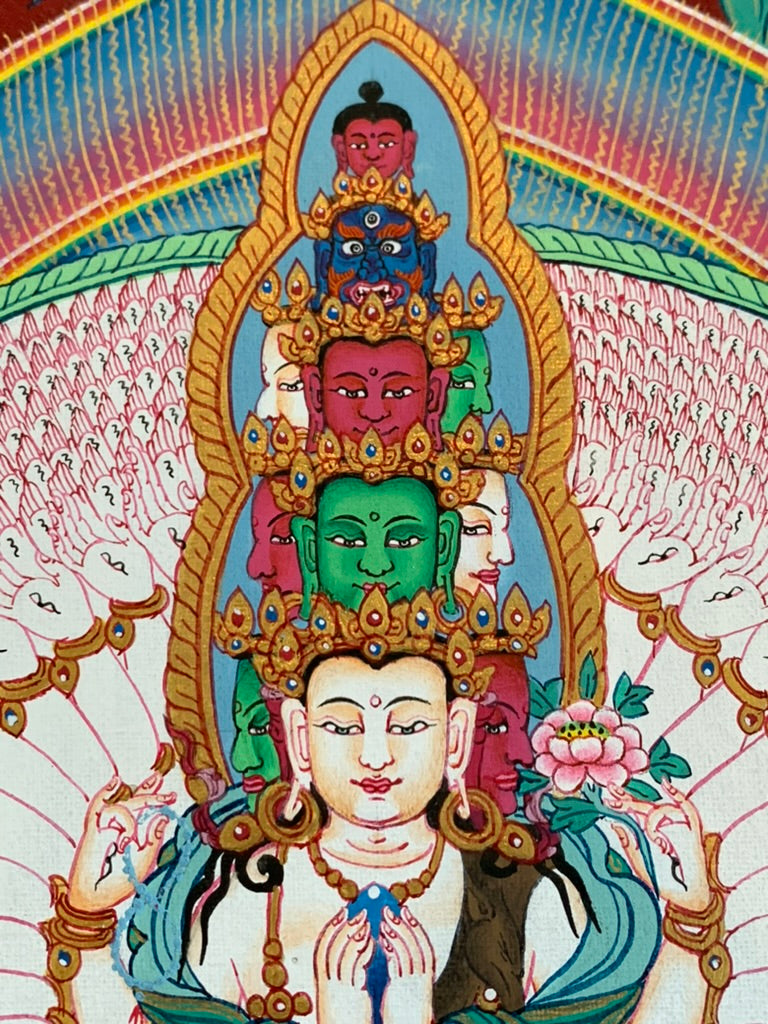 Avalokiteshvara Bird Mandala Unbrocaded Thangka