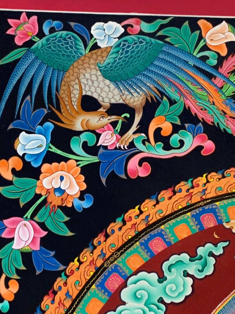 Avalokiteshvara Bird Mandala Unbrocaded Thangka