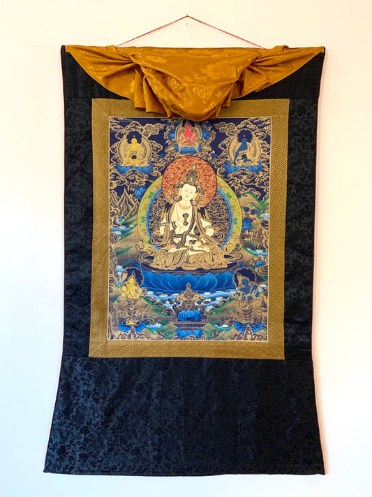 Vajrasattva Black Gold Thangka