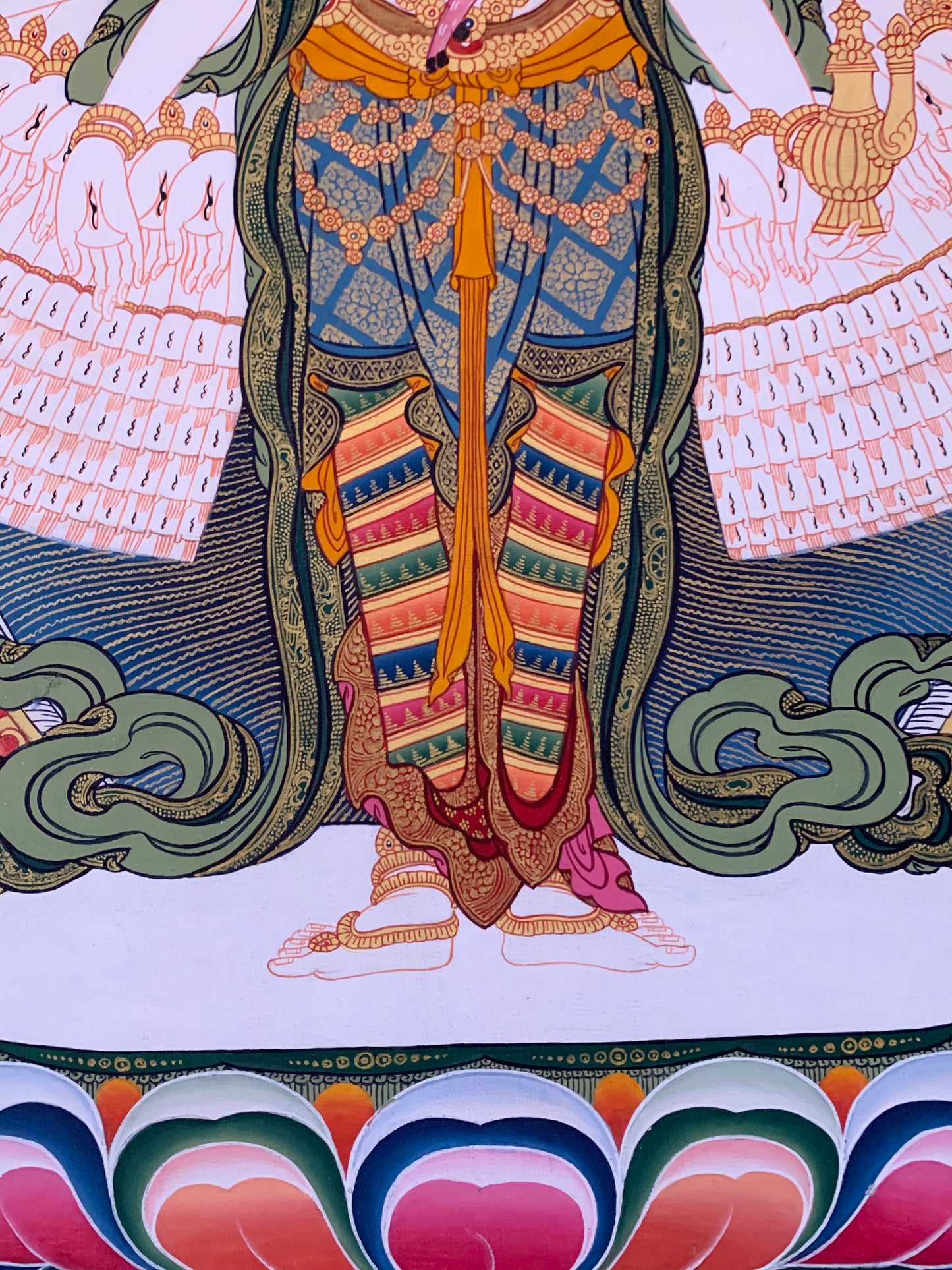 Thousand Armed Avalokiteshvara Compassion Dragon Brocade Thangka