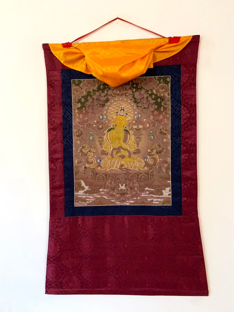 Manjushri Gold Tone Thangka