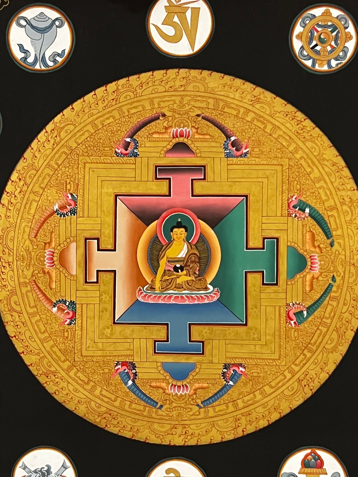 Shakyamuni Mandala Eight Auspicious Symbols Thangka