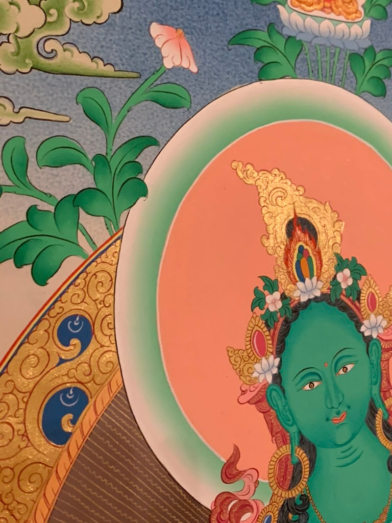 Green Tara Green Brocade Thangka