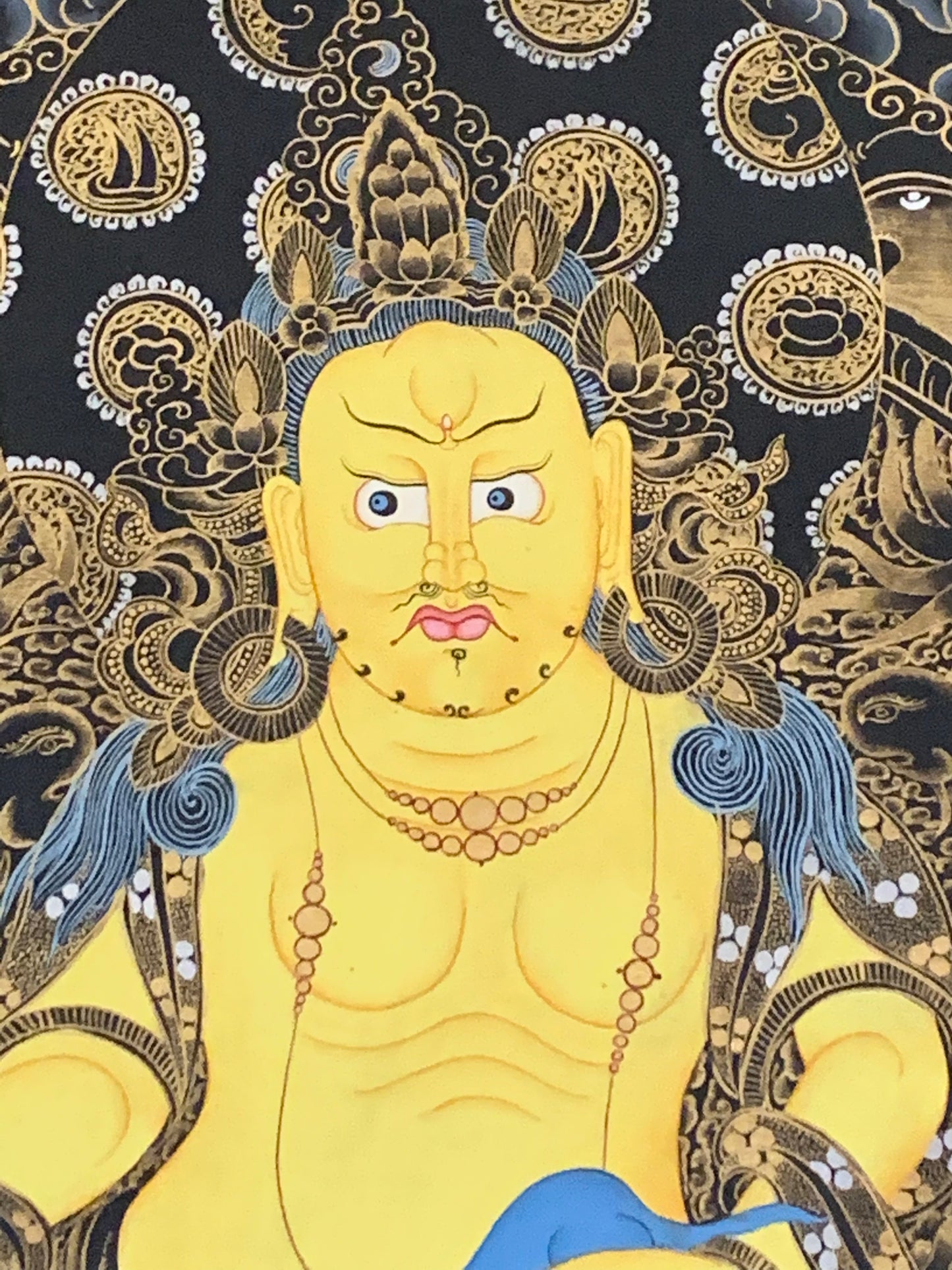 Yellow Dzambhala Light Brocade Thangka