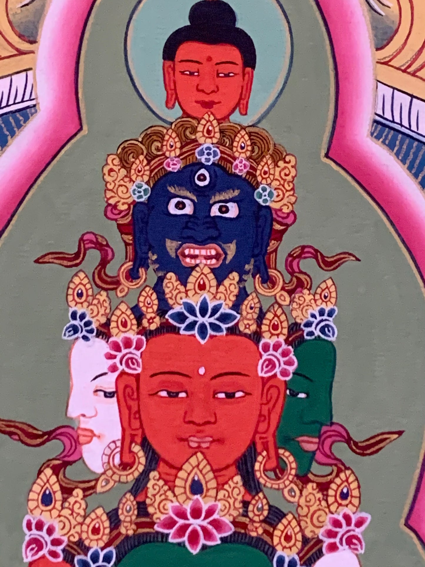 Thousand Armed Avalokiteshvara Compassion Dragon Brocade Thangka