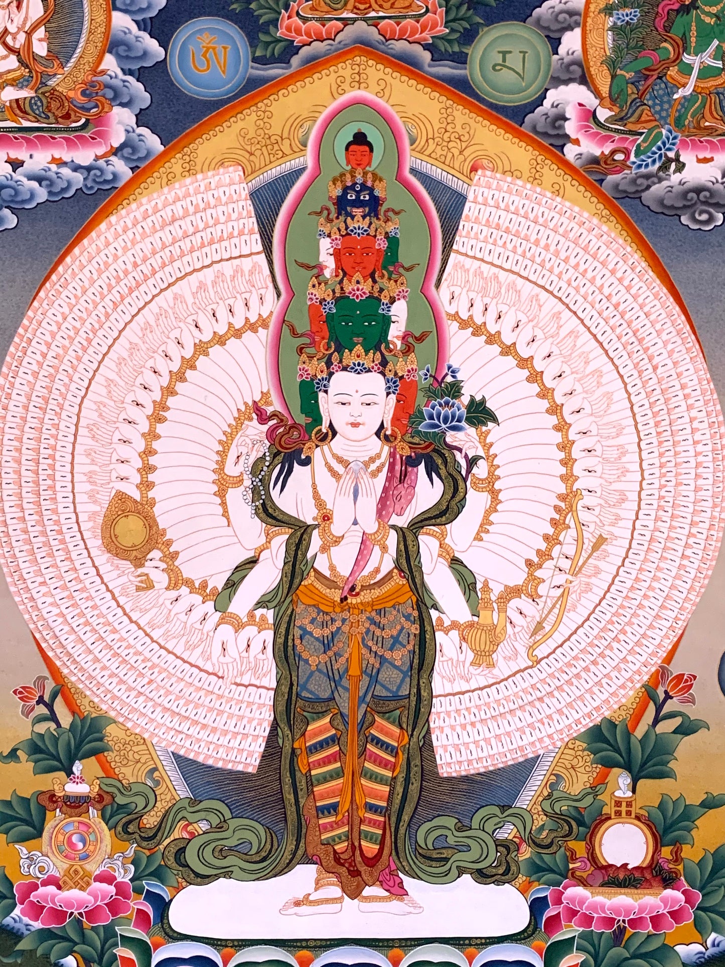 Thousand Armed Avalokiteshvara Compassion Dragon Brocade Thangka