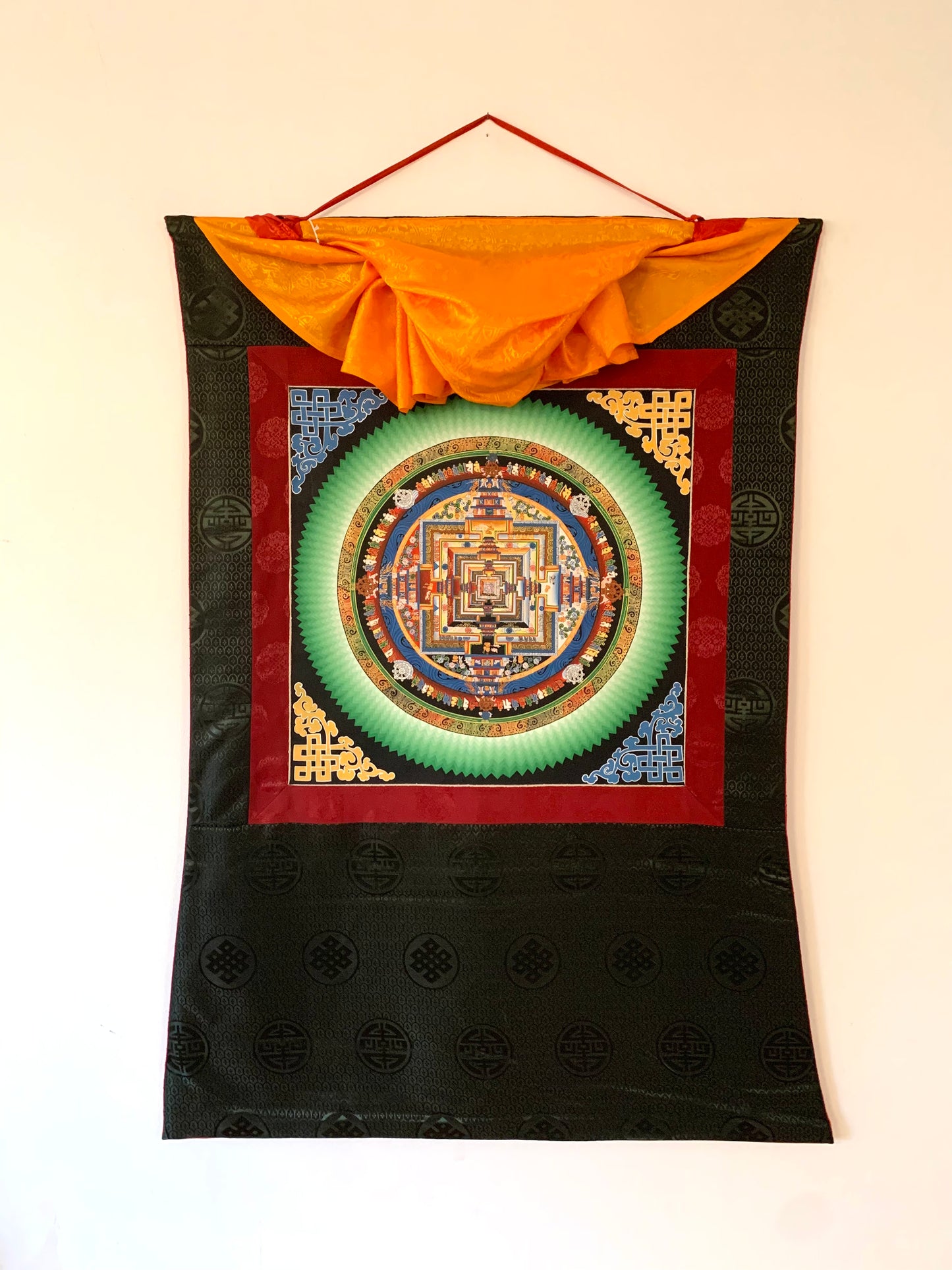 Kalachakra Green Mandala Black Brocade