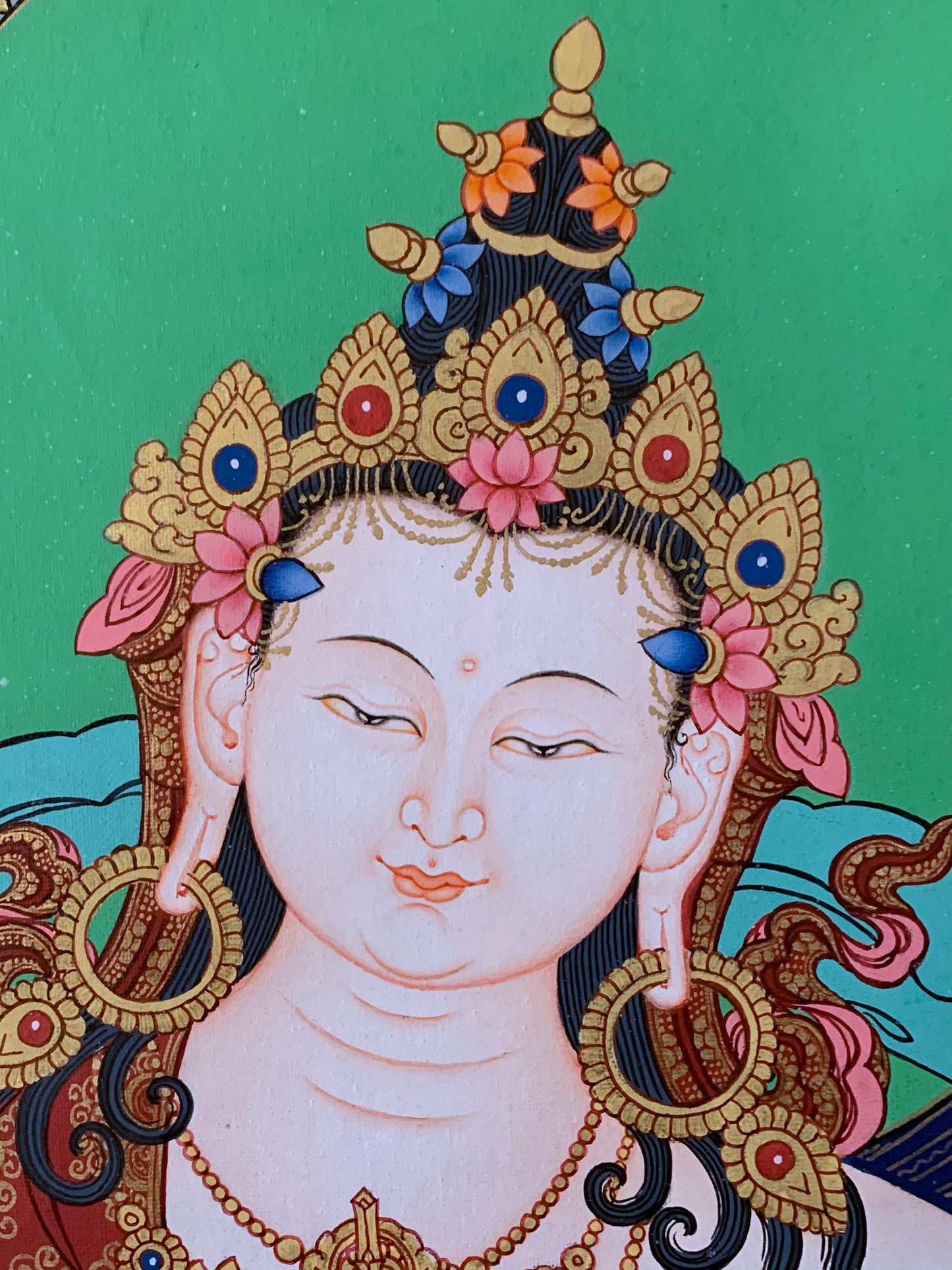 Vajrasattva Floral Thangka