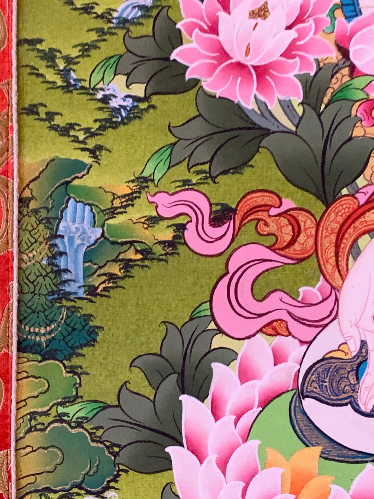 White Tara Long Life Floral Thangka