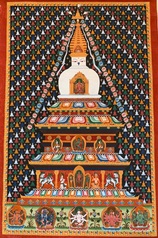 Amitayus Stupa Unbrocaded Thangka