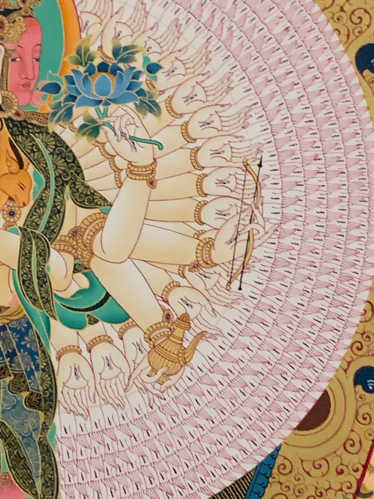 Thousand Armed Avalokiteshvara Five Dhyani Buddha Thangka