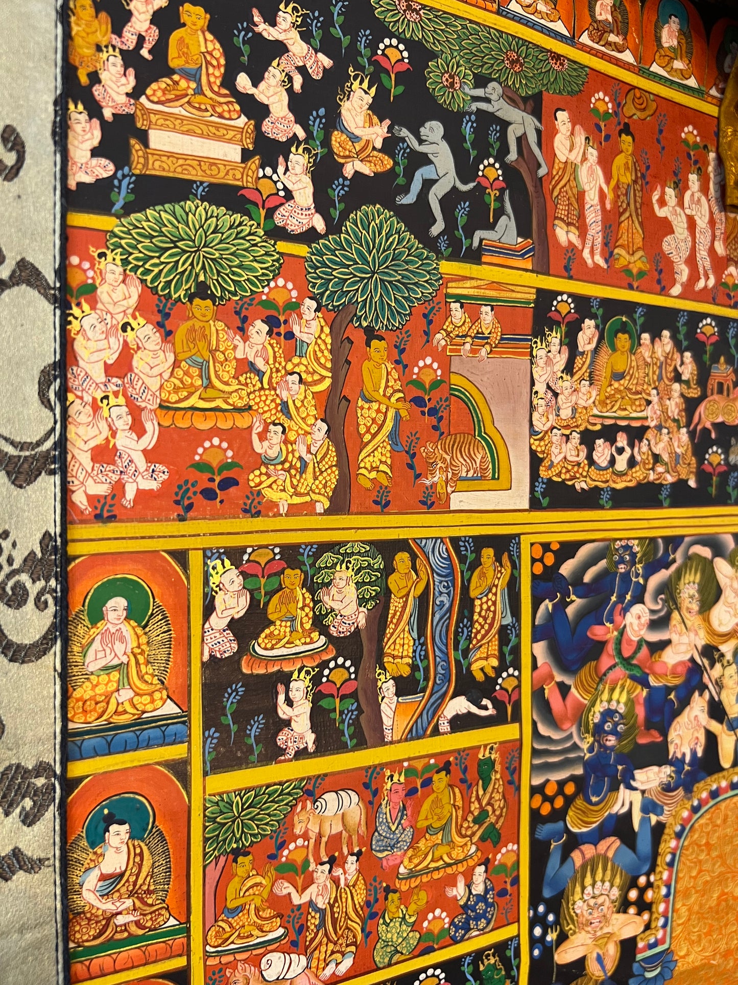 Temptation Of Shakyamuni Buddha And Scenes From His Life Thangka