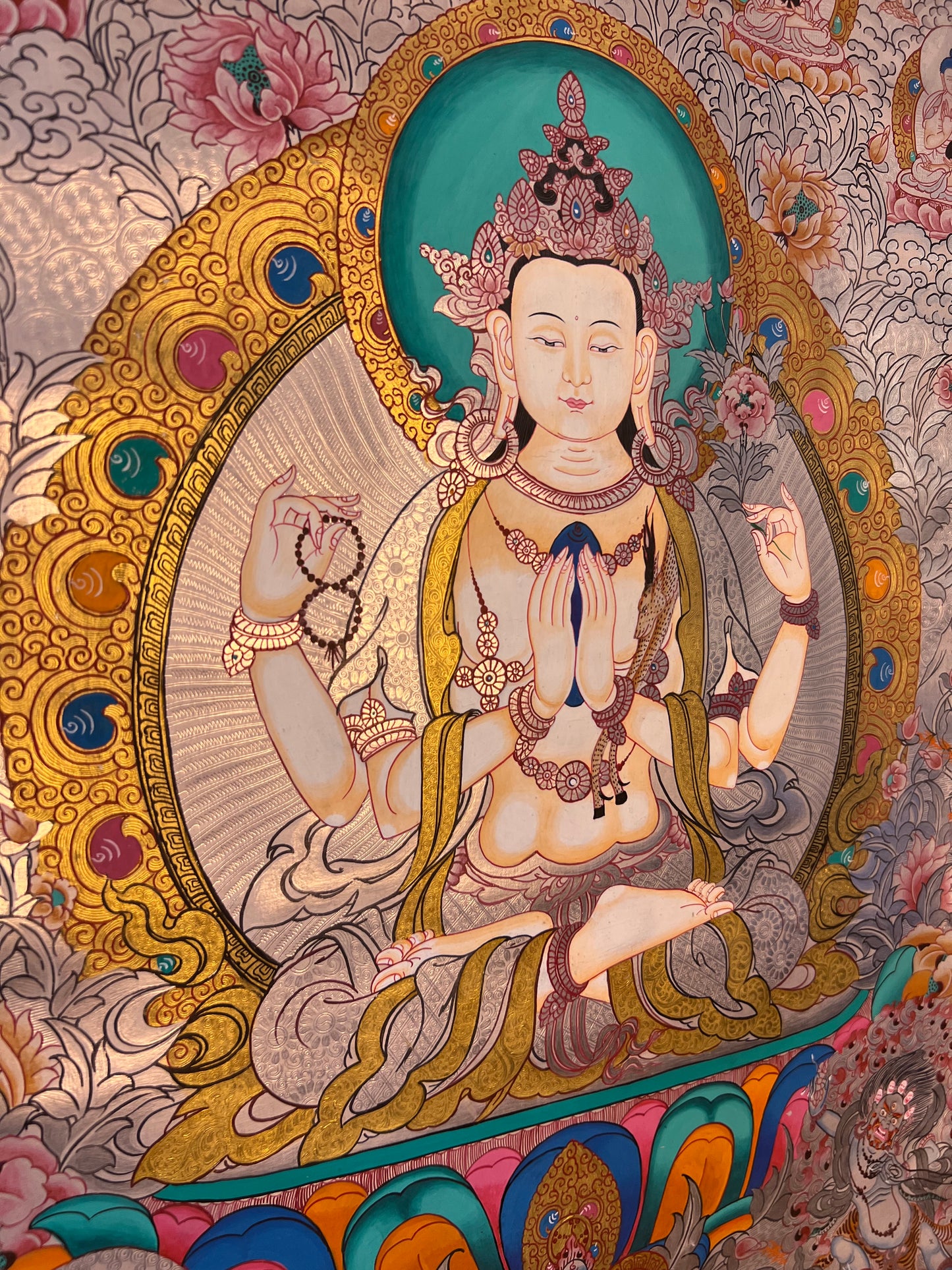 Silver Chenrezig Compassion Thangka