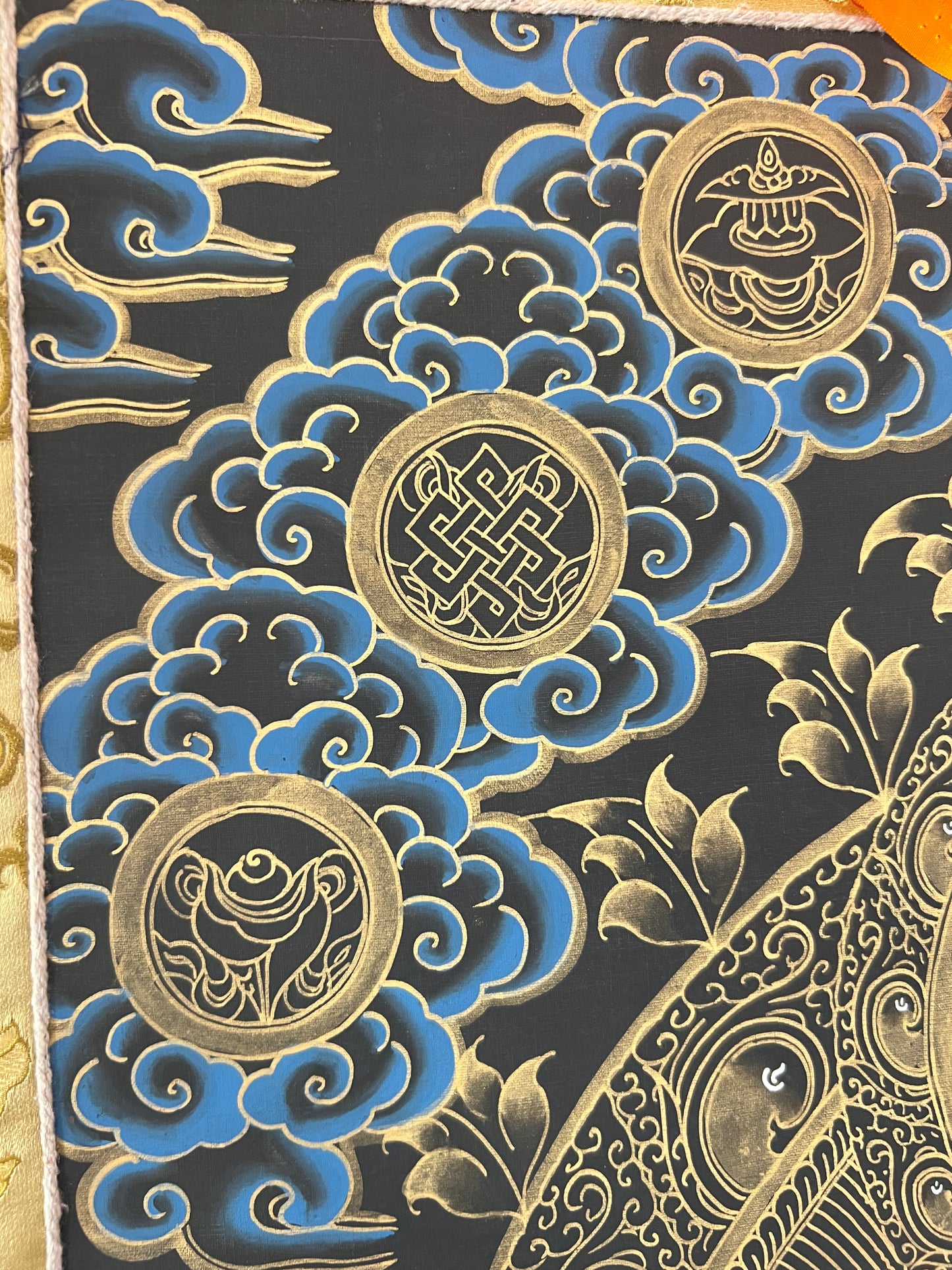 Green Tara Black And Gold Thangka