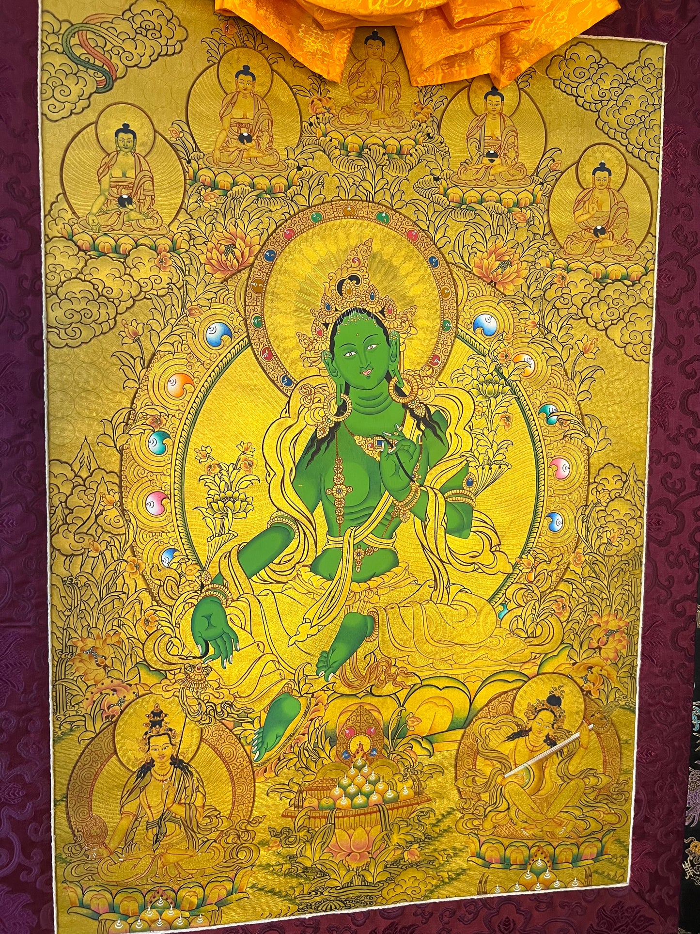 Green Tara Gold Thangka