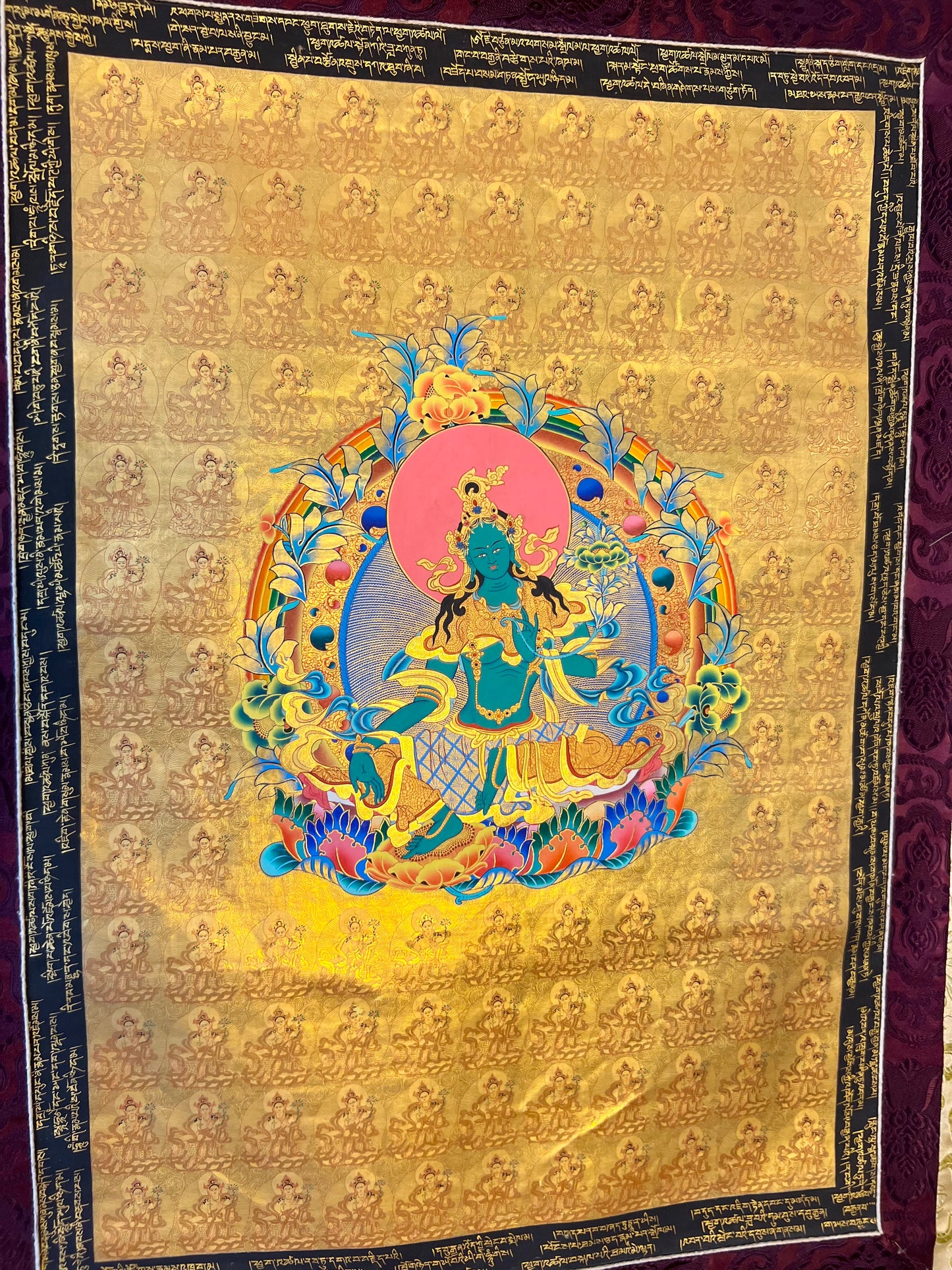 Green Tara Gold 108 Taras Thangka