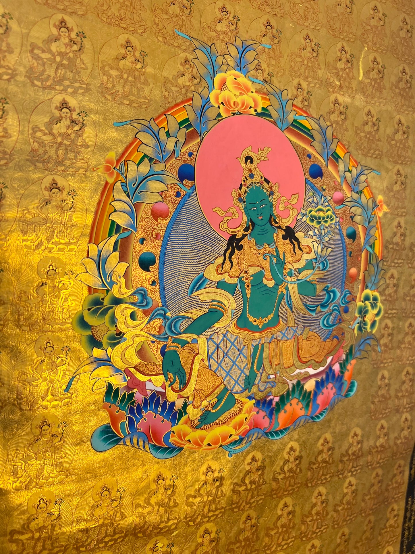 Green Tara Gold 108 Taras Thangka