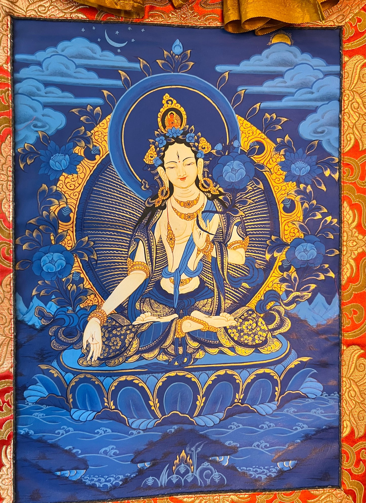 White Tara Blue Thangka