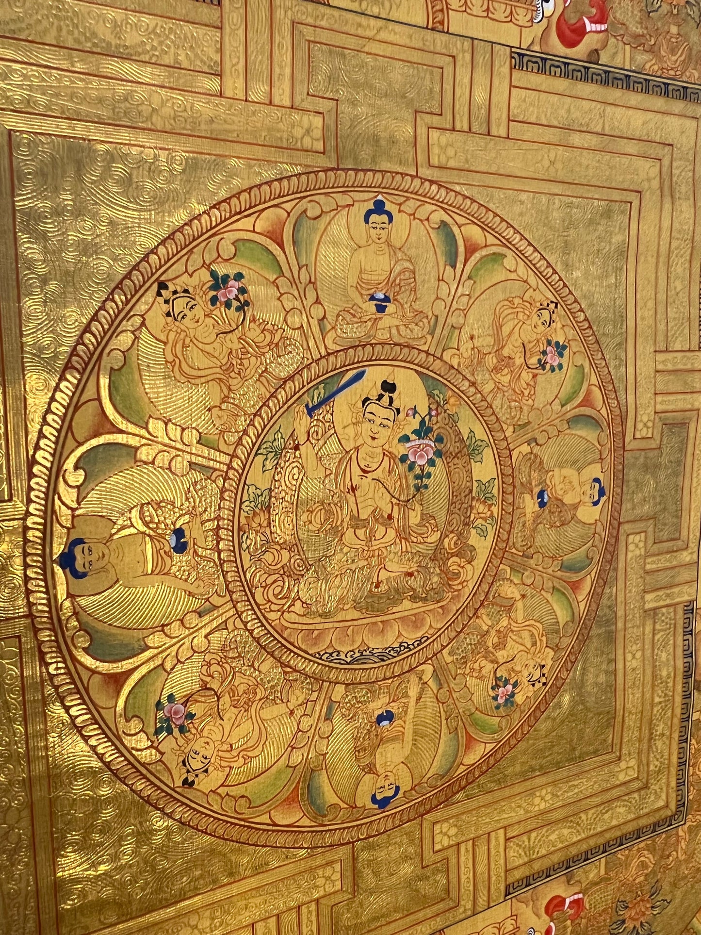 Manjushri Mandala 24K Gold Thangka