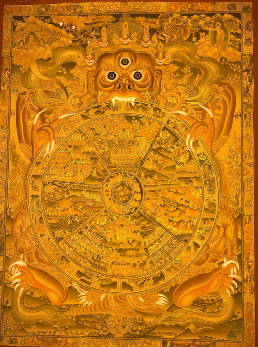 Bhavacakra Wheel Of Life Unbrocaded Thangka