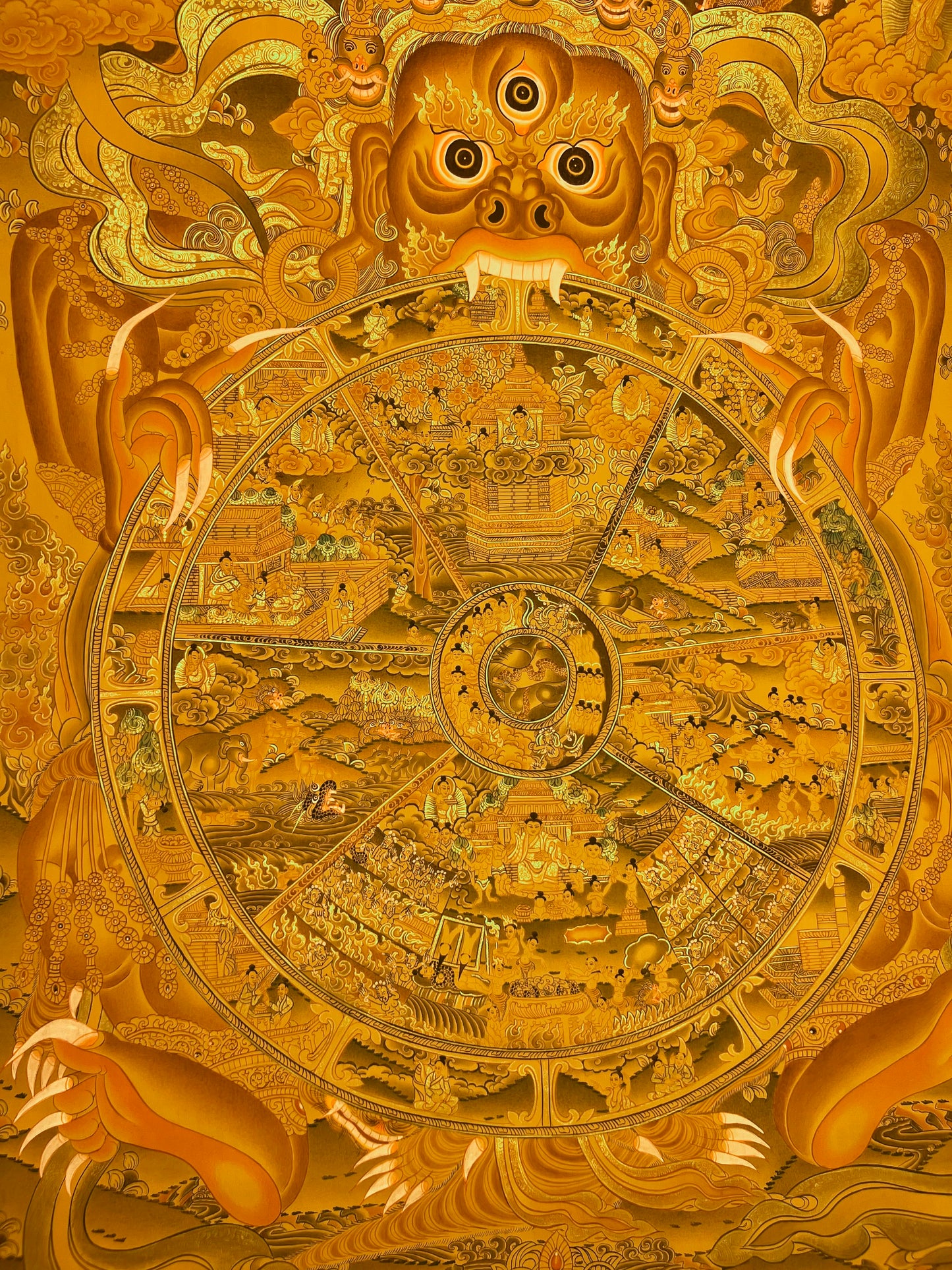 Bhavacakra Wheel Of Life Unbrocaded Thangka