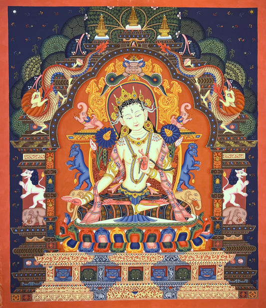 White Tara Newari Unbrocaded Thangka