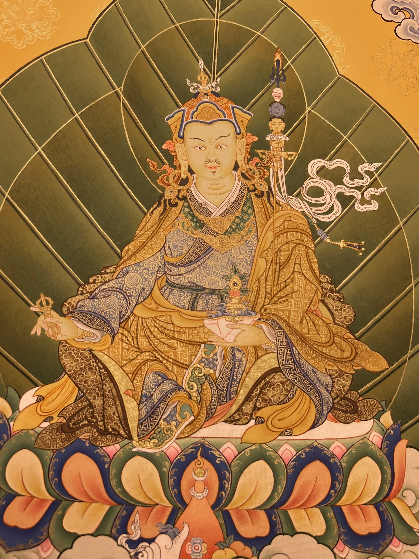 Guru Rinpoche Leaf Unbrocaded Thangka