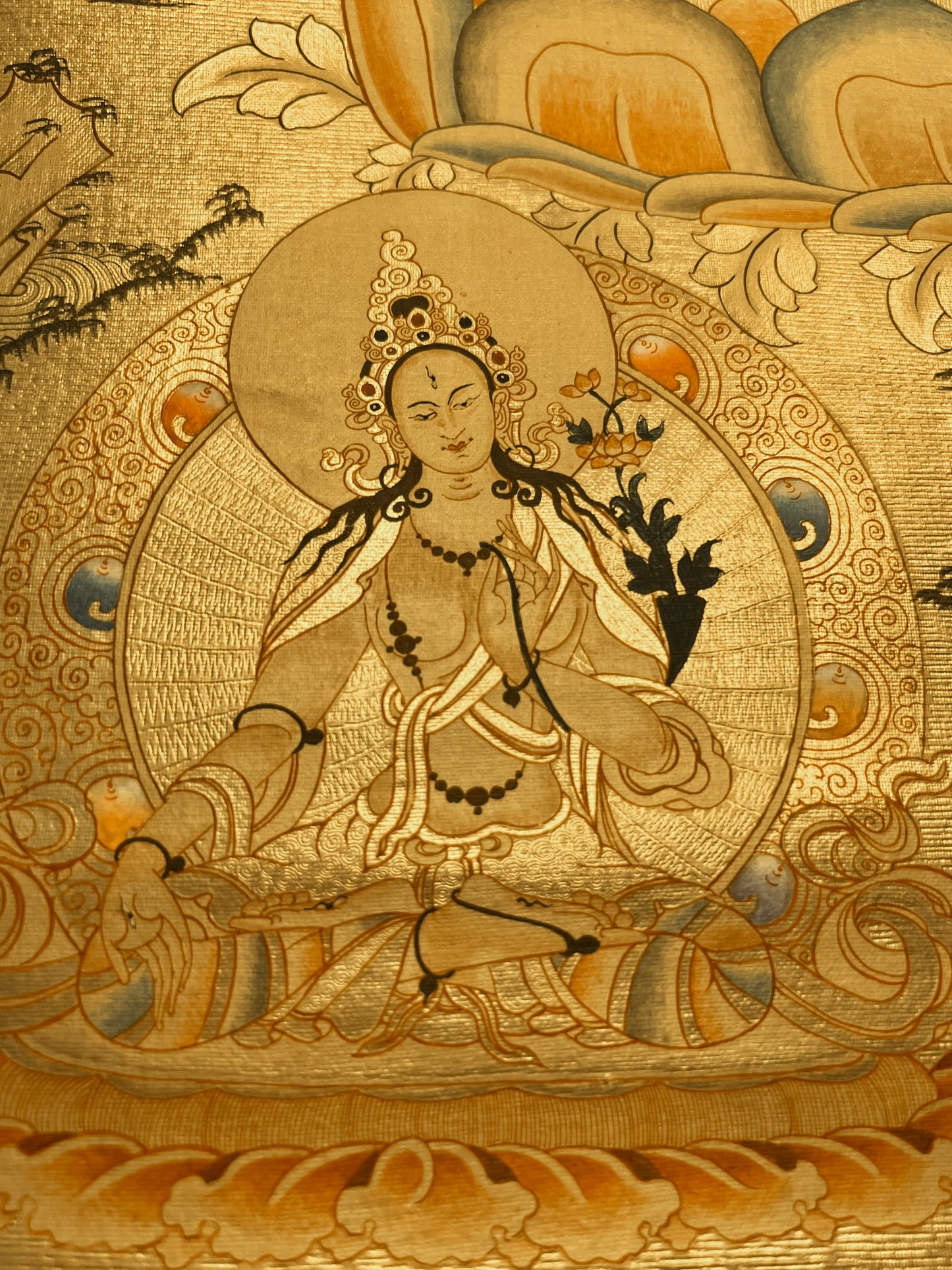 Amitayus Long Life Golden Unbrocaded Thangka