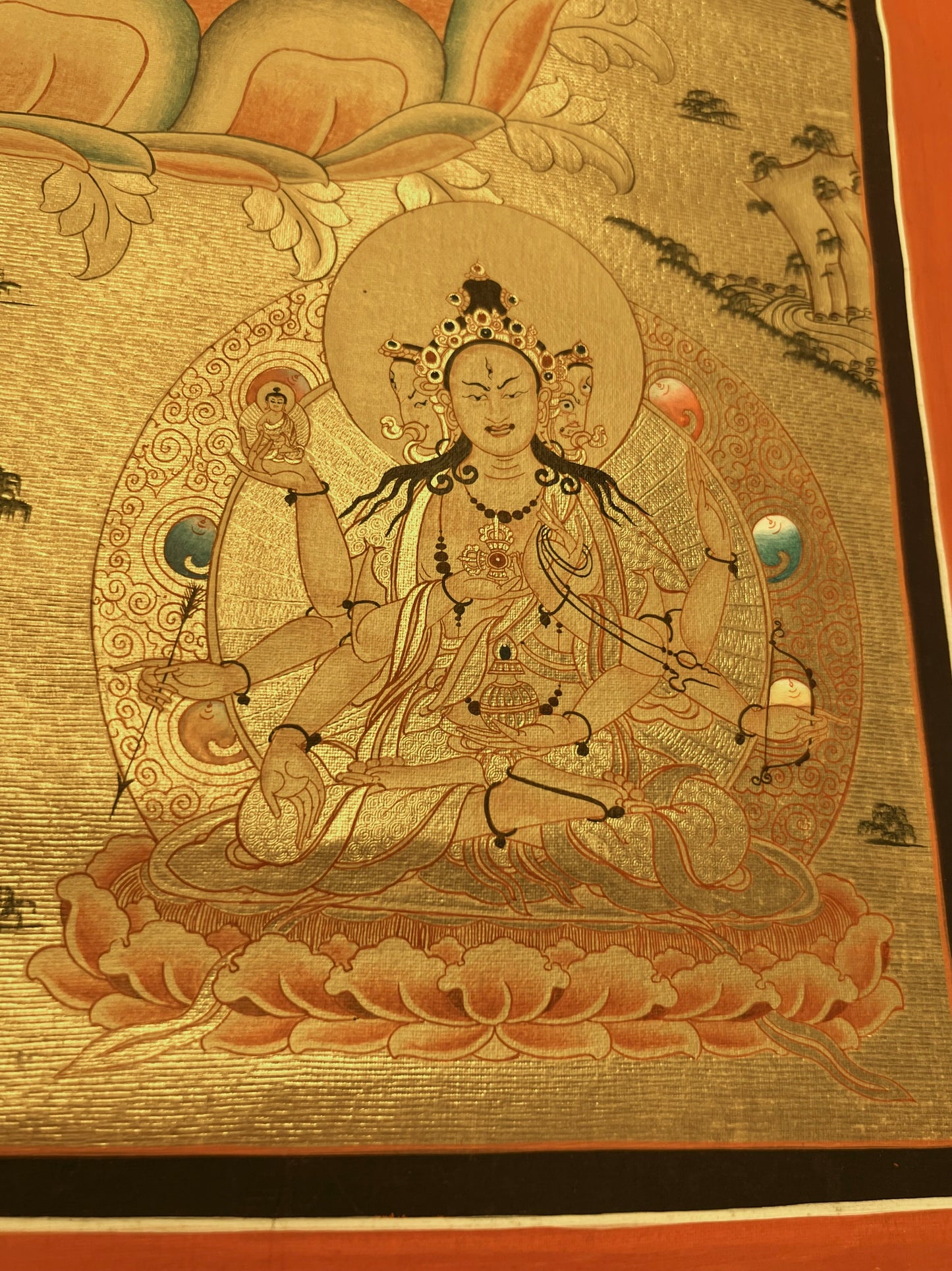 Amitayus Long Life Golden Unbrocaded Thangka