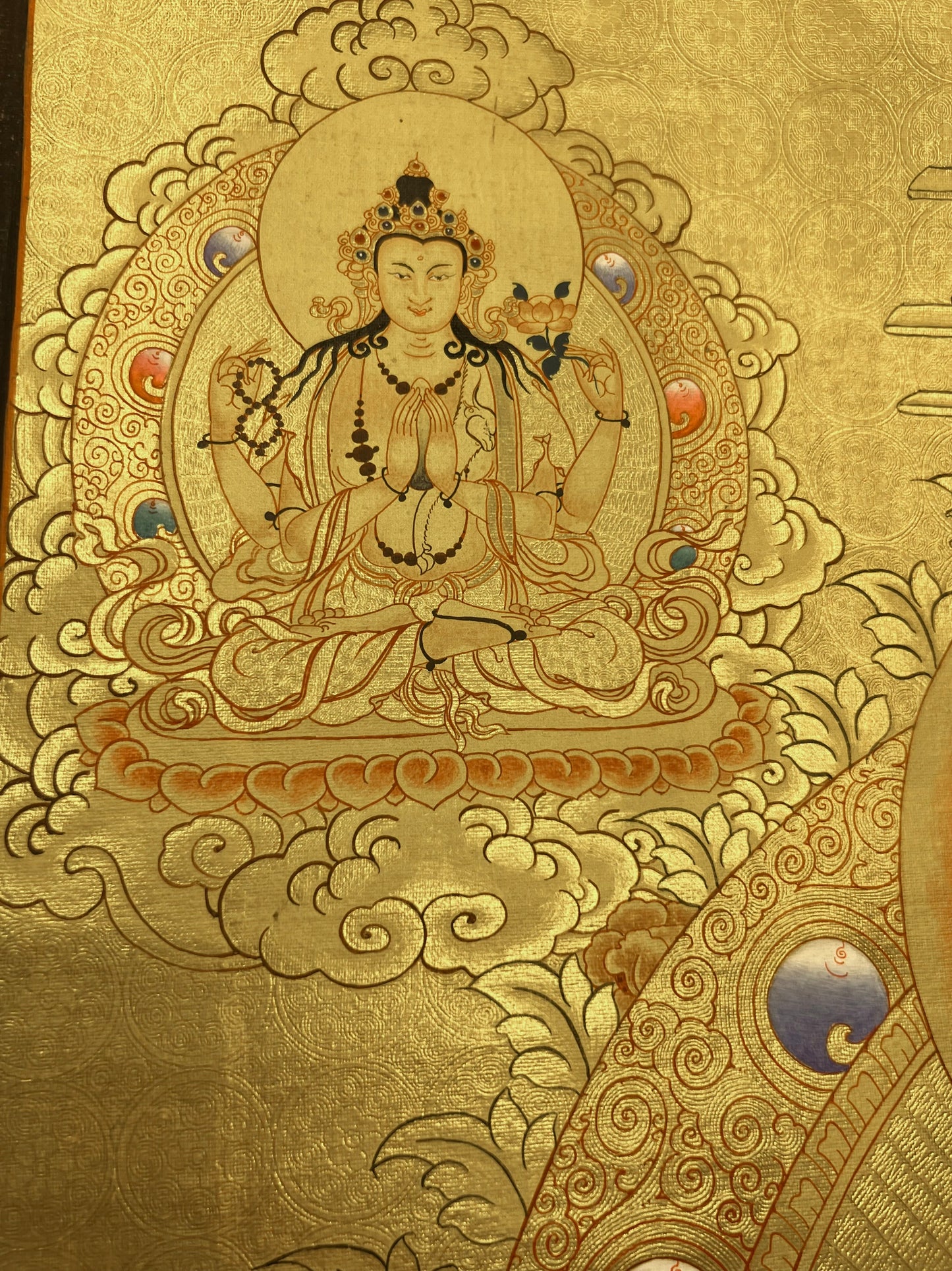 Amitayus Long Life Golden Unbrocaded Thangka